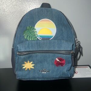 Coach Denim Mini Backpack with Colorful Patches